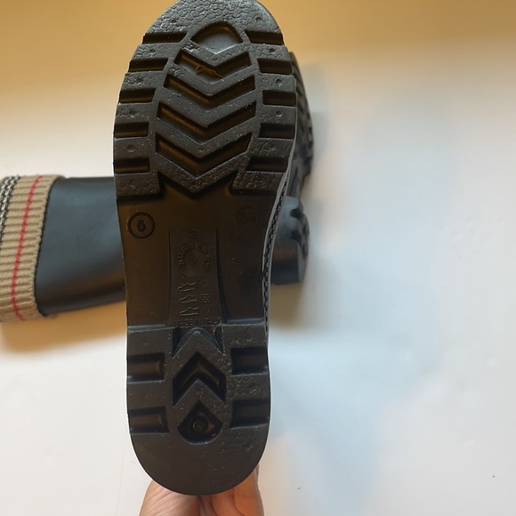 Burberry Black Rubber Knit Top Nova Check Rain Boot Women Sz 9 Made in ITALY - Picture 8 of 16